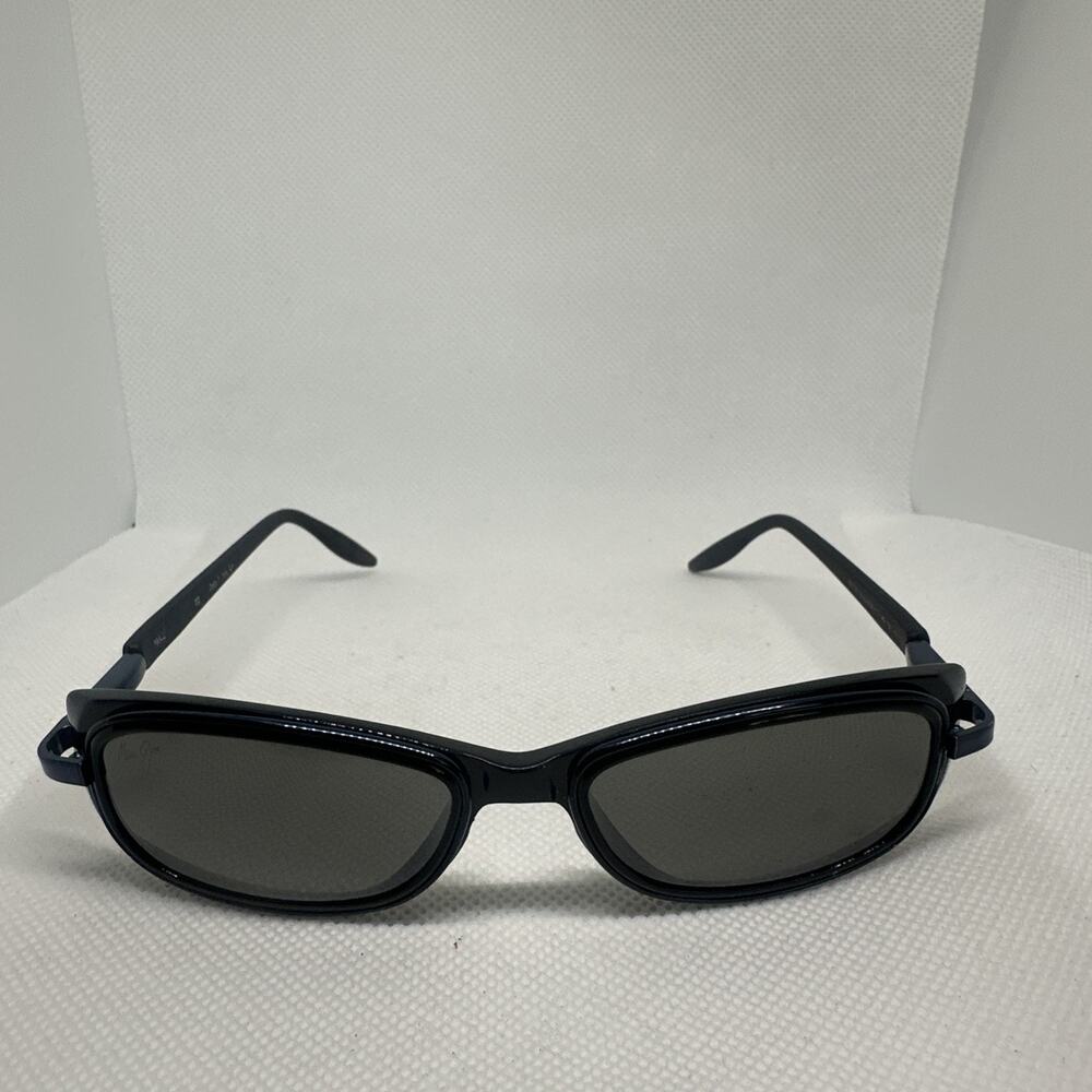 Maui Jim MJ-124-02 Sunglasses Blue Black Gray Oval Mens Womens I443 With Case